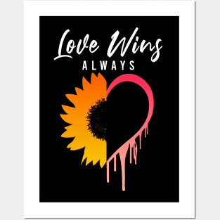 Love Always Wins Sunflower Heart Melting - Gay Pride Posters and Art